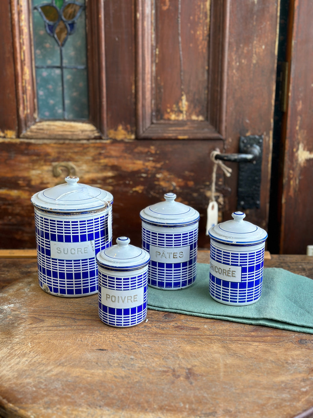 French Vintage Enamel Jar Set of Four - main image