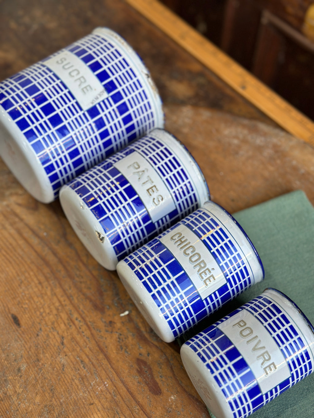 French Vintage Enamel Jar Set of Four - detail 2