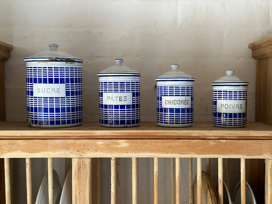 French Vintage Enamel Jar Set of Four - detail 3