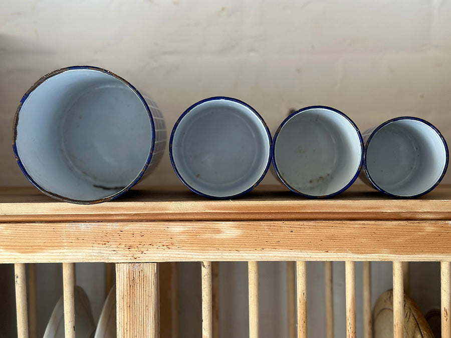 French Vintage Enamel Jar Set of Four - detail 4