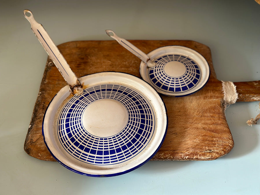 French Vintage Enamel Lid Set of Two - main image