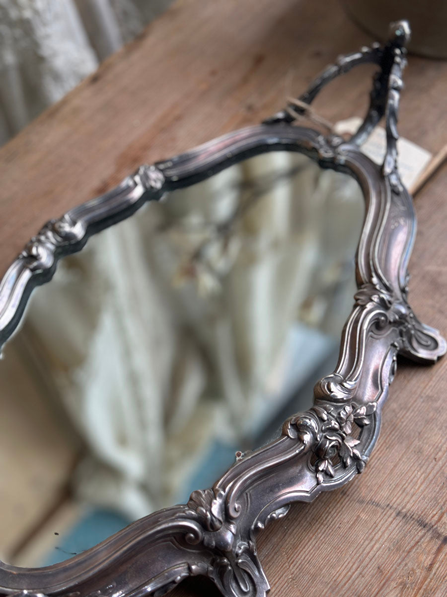 French Antique Pewter Mirror Tray - detail 2