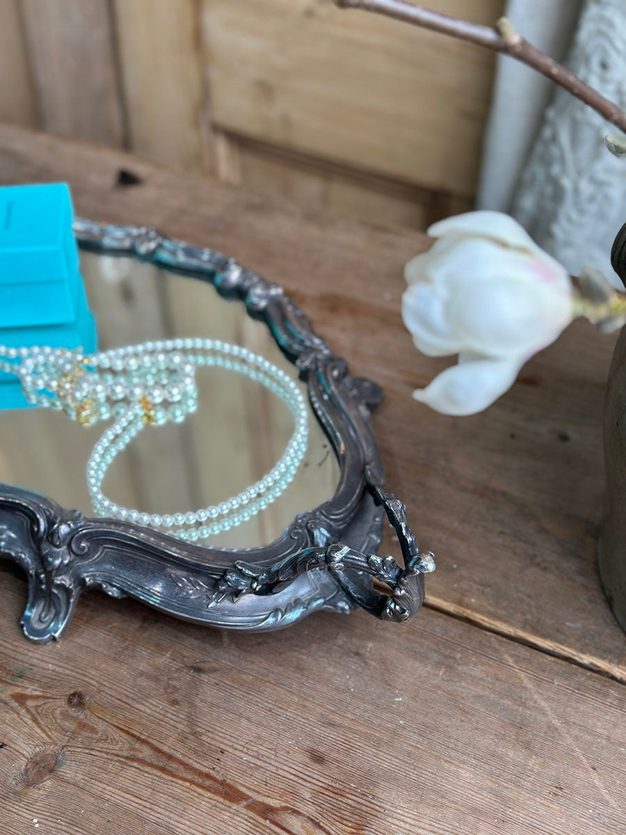 French Antique Pewter Mirror Tray - detail 5