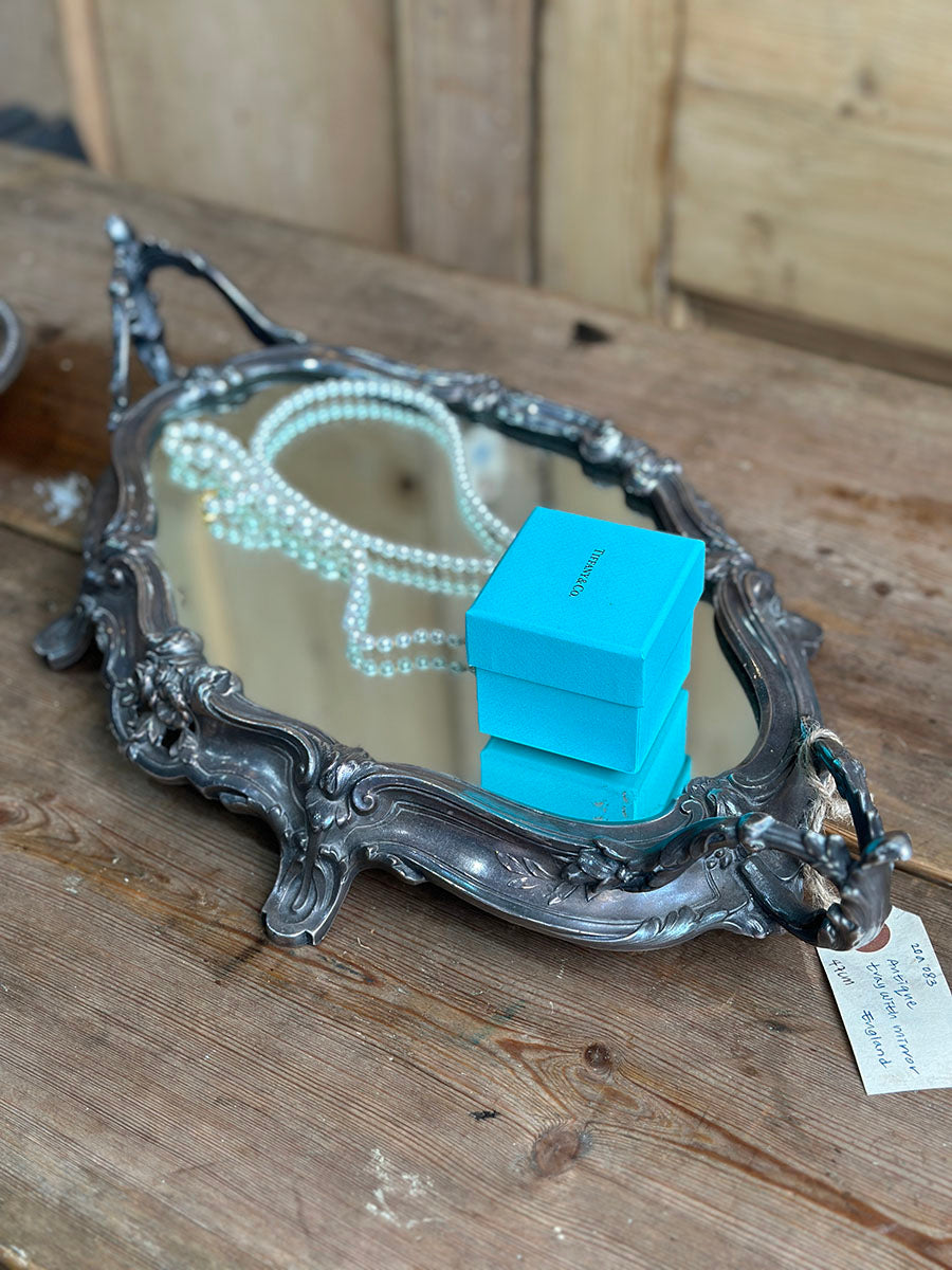 French Antique Pewter Mirror Tray - detail 7