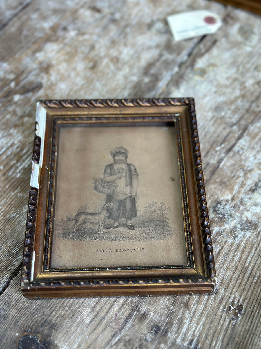 English Antique Small Frame with Temple of Fancy Print - main image