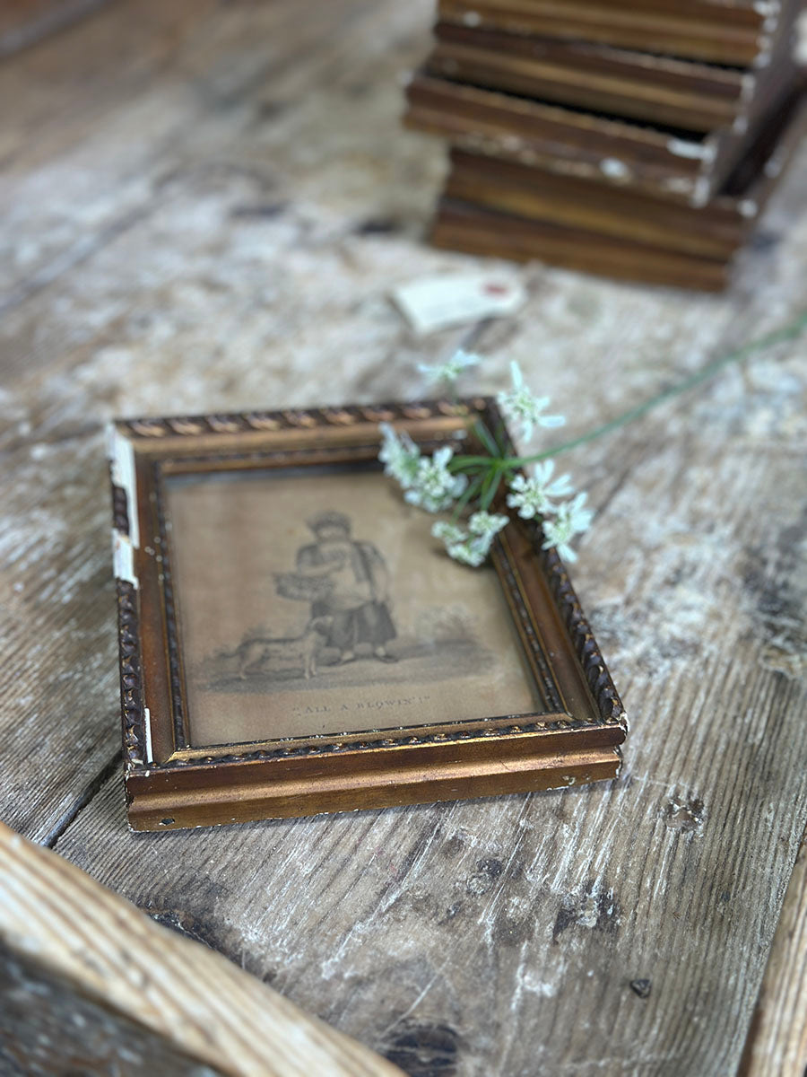 English Antique Small Frame with Temple of Fancy Print - detail 3