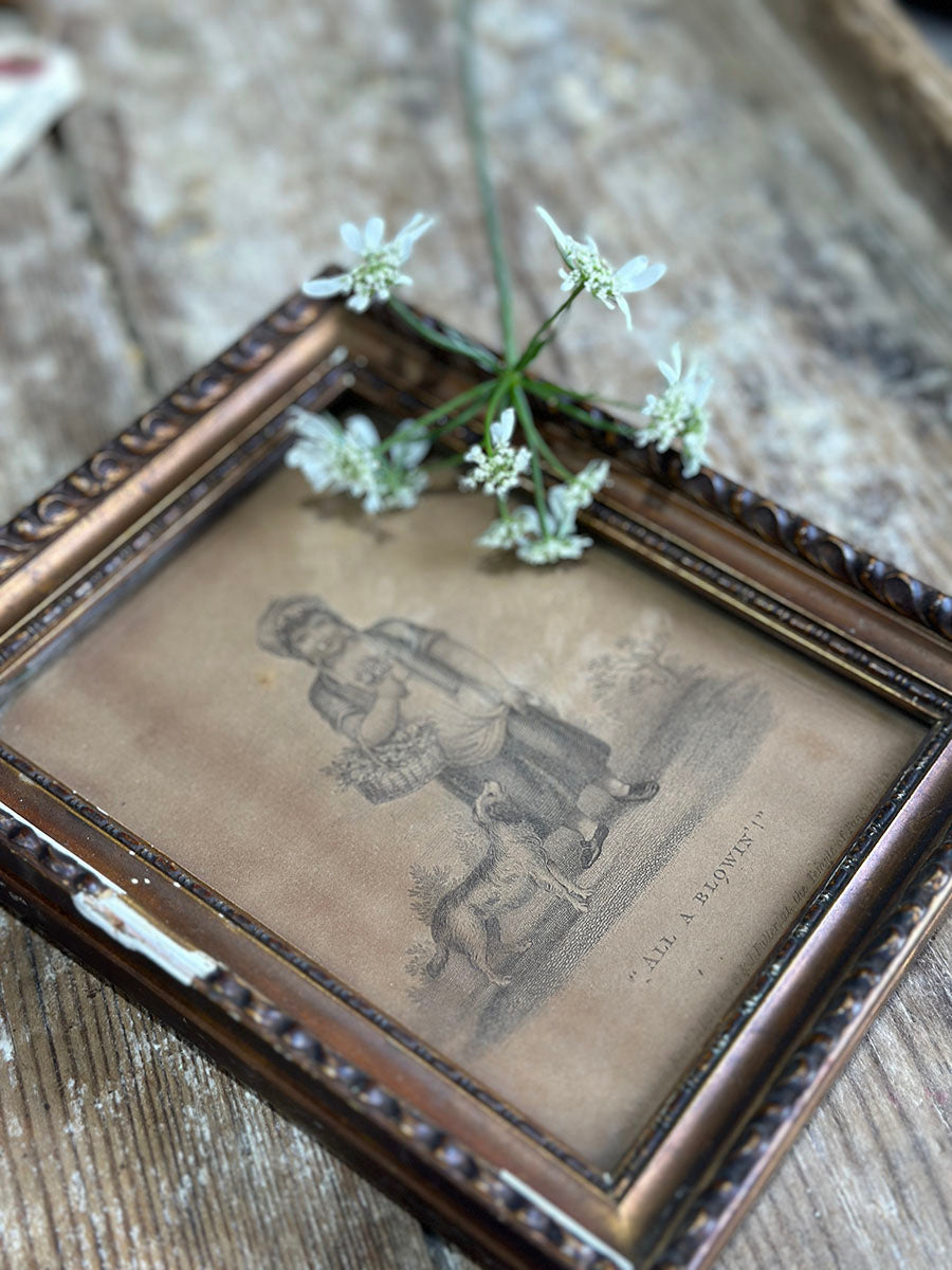 English Antique Small Frame with Temple of Fancy Print - detail 4