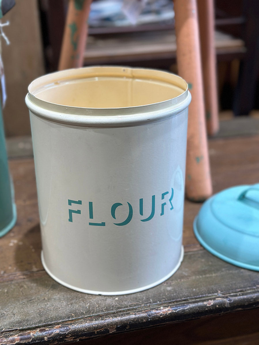 German Vintage Enamel Flour Storage Bin - detail 2