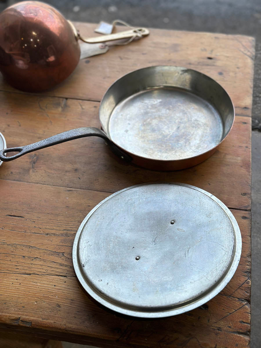 French Old Vintage Copper Pan and Lid - detail 5