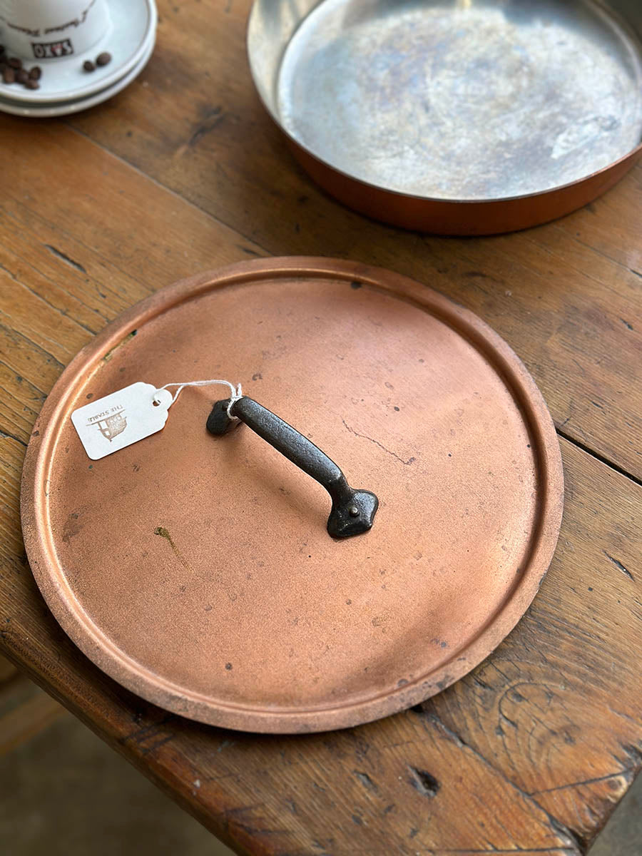 French Old Vintage Copper Pan and Lid - detail 7