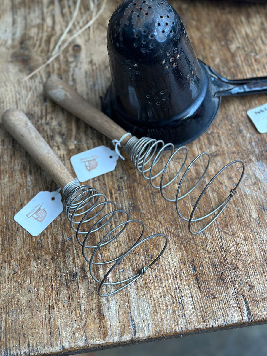 English Vintage Wooden-Handled Kitchen Whisk - main image