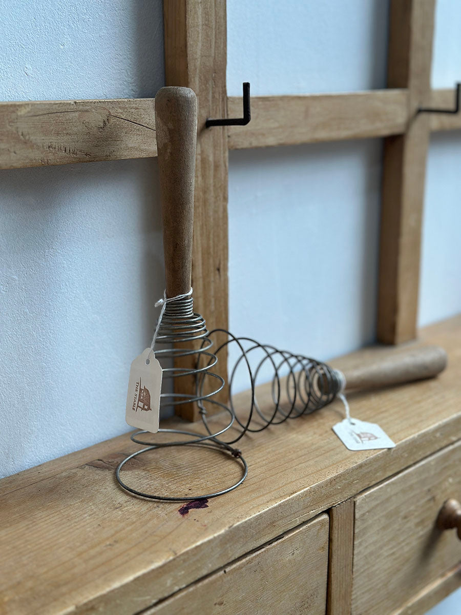 English Vintage Wooden-Handled Kitchen Whisk - detail 4