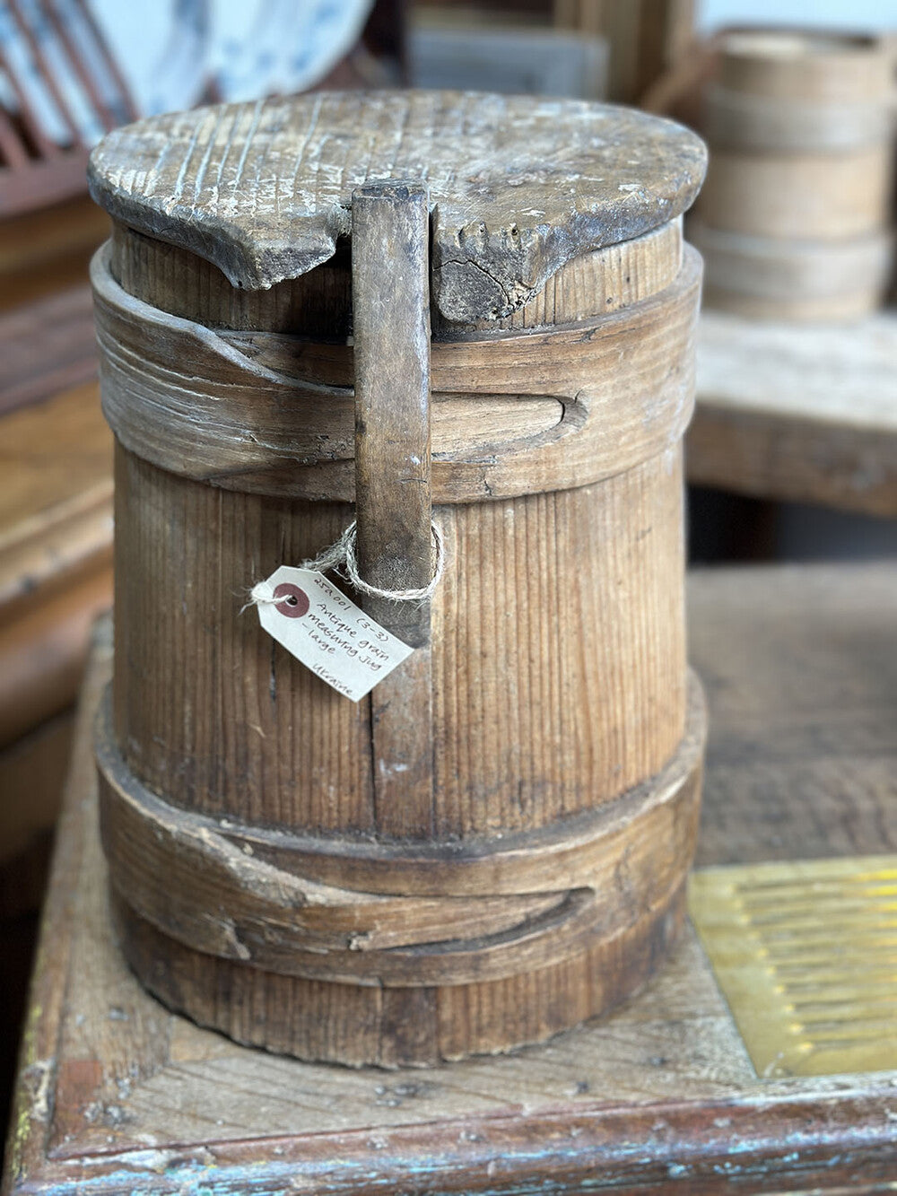 Small English Antique Wooden Jug - detail 4