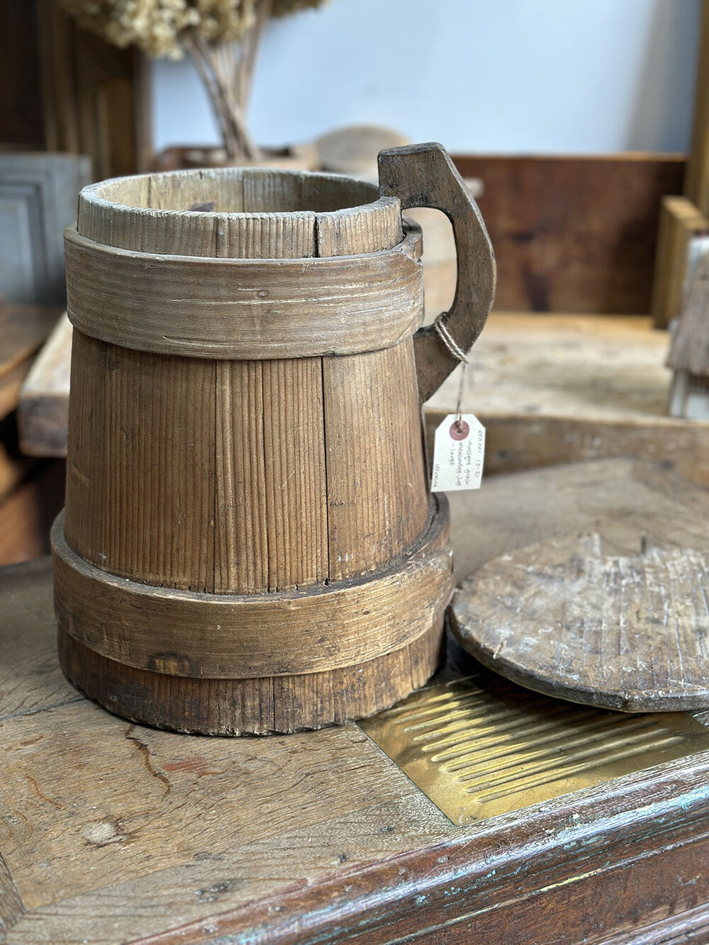 Small English Antique Wooden Jug - detail 5