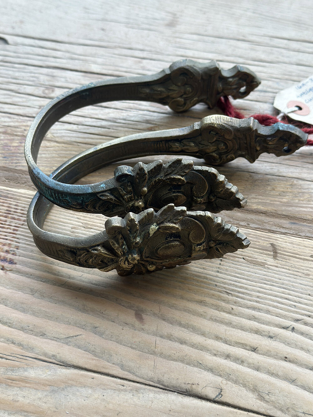 Pair of English Antique Brass Curtain Holders - detail 1