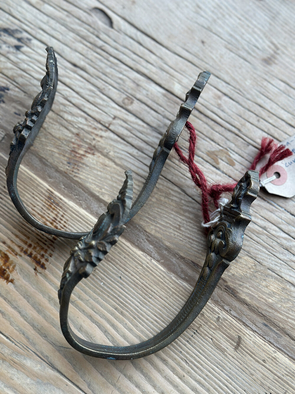 Pair of English Antique Brass Curtain Holders - detail 3