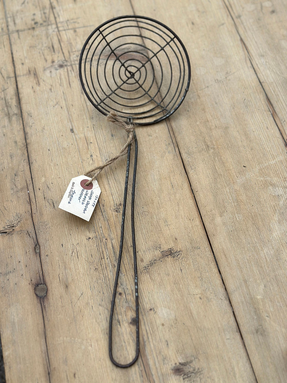 English Vintage Wire Mesh Kitchen Strainer - detail 1