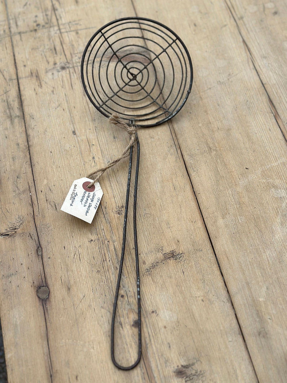 English Vintage Wire Mesh Kitchen Strainer - detail 2