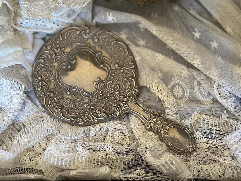 English Vintage Hand Mirror - detail 2