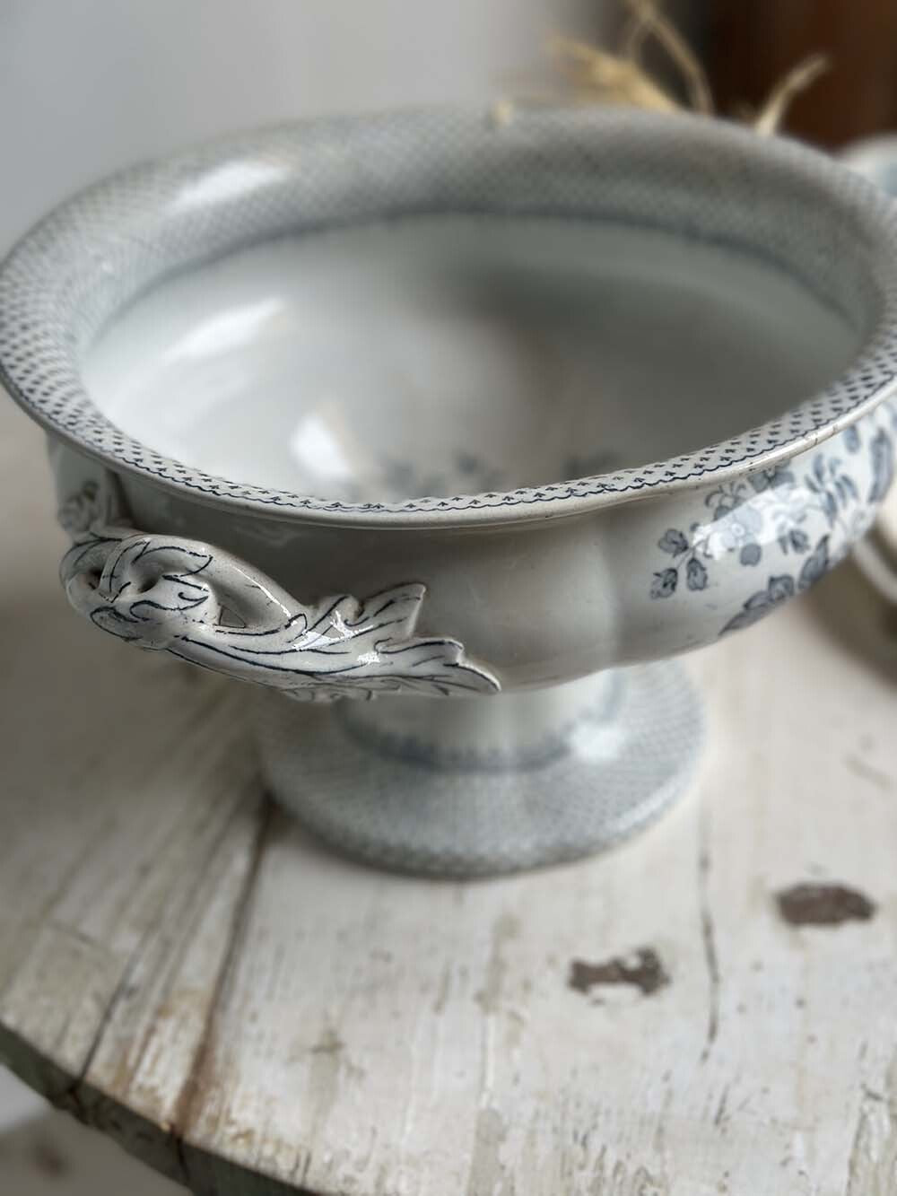Antique Ironstone Tureen with Floral Pattern