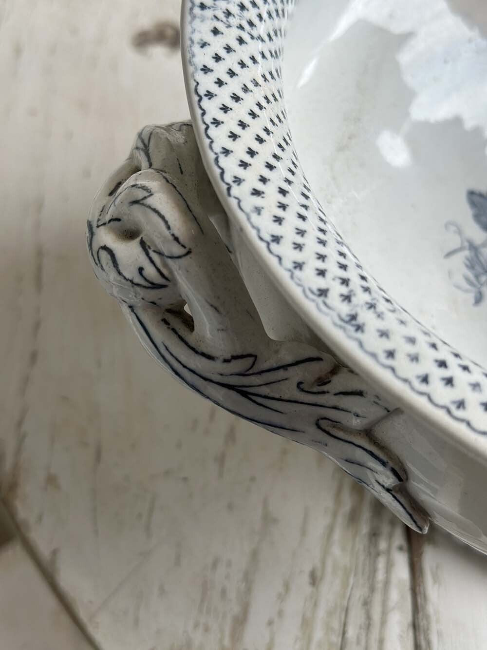 Antique Ironstone Tureen with Floral Pattern
