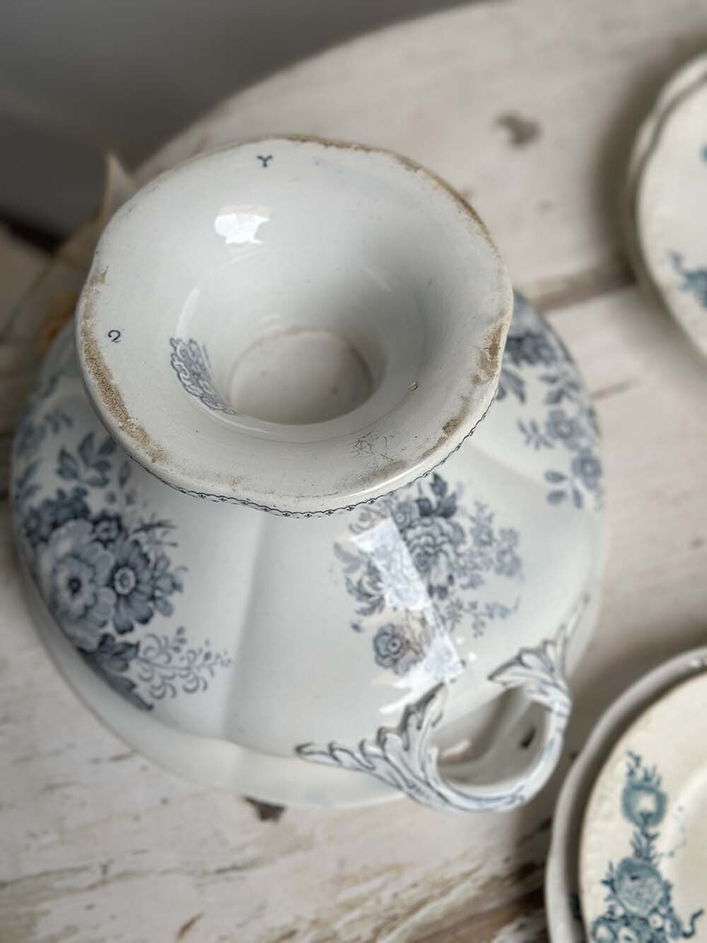 Antique Ironstone Tureen with Floral Pattern