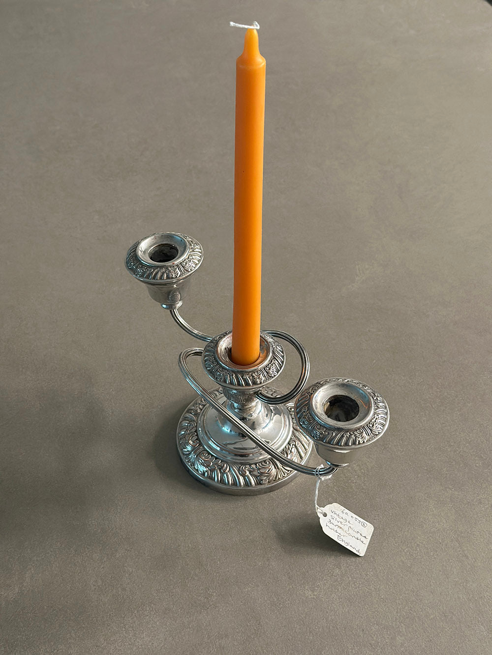 English Vintage Silver-Plated Three-Arm Candle Holder - main image