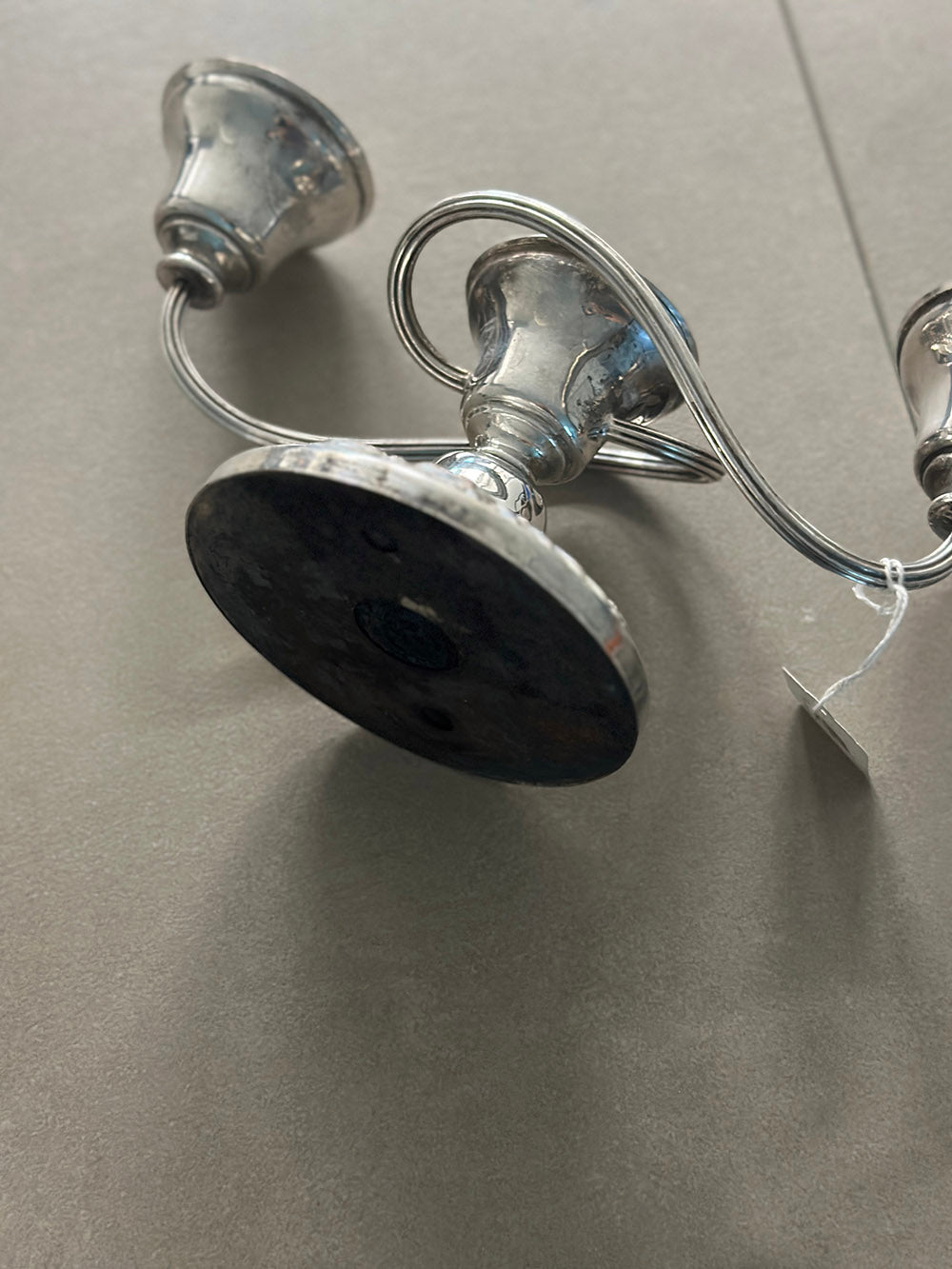 English Vintage Silver-Plated Three-Arm Candle Holder - detail 7